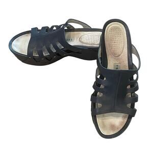 Womens Leather Chunky Wedge Sandals Size 9 Platform Comfort Boho Chic